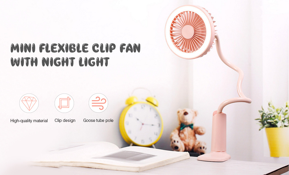 PW - 0021 Mini Flexible Clip Fan with Night Light