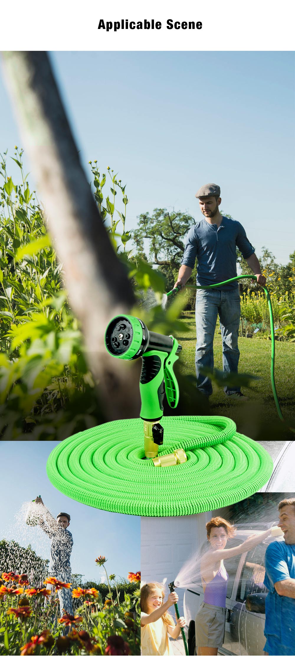 Expandable Pipe Flexible Garden Watering Hose for Gardening Vehicle Washing with Spray Gun
