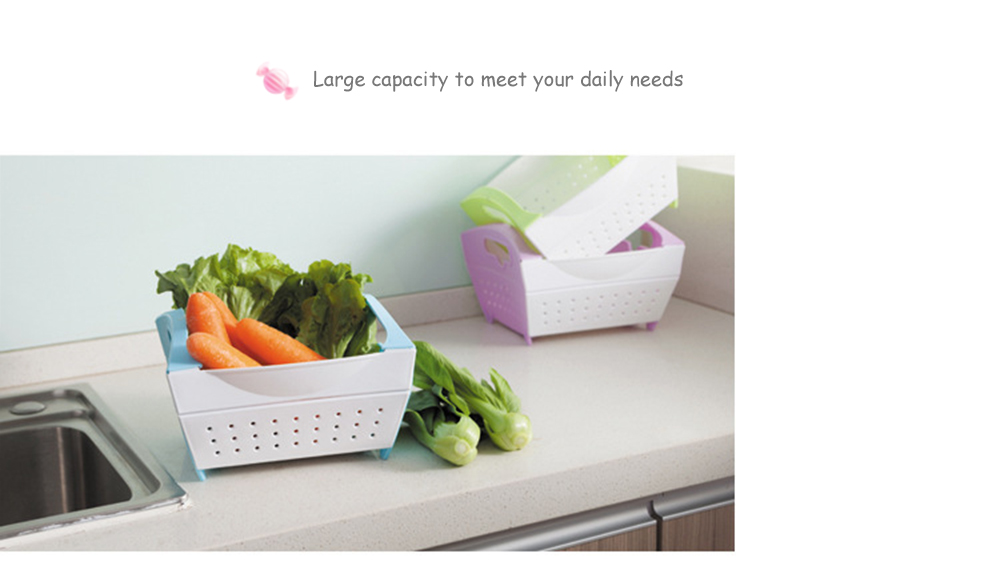 Foldable Plastic Vegetable Fruit Drain Basket Kitchen Washing