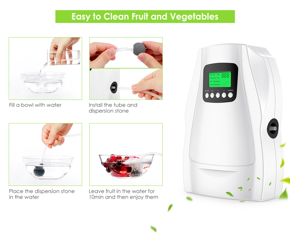 N202C Ozone Generator Water Fruit Vegetable Air Portable Sterilizer Purifier Bacteria Mould Removal Home