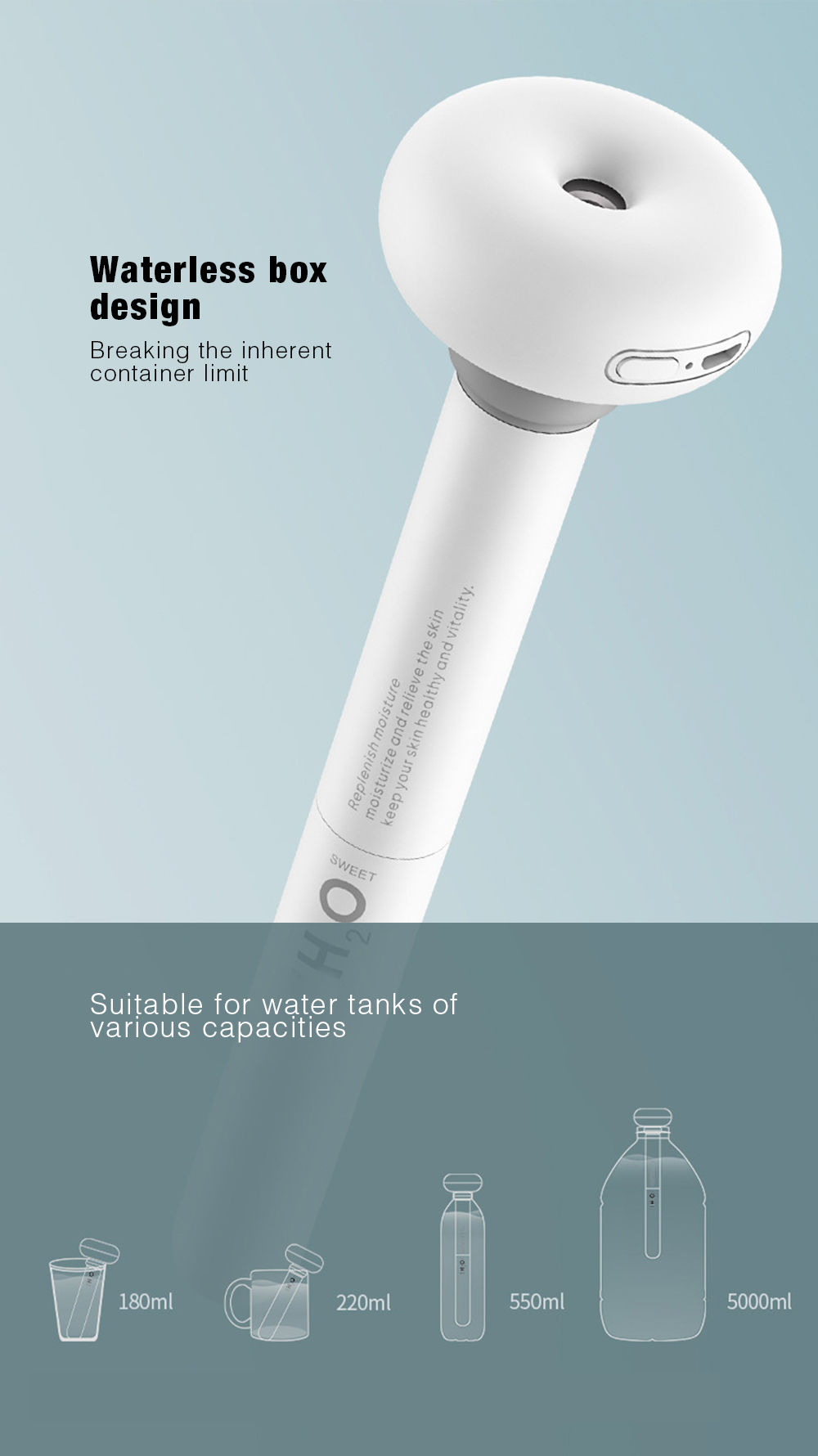 USB Mini Ultrasonic Atomizing Waterless Humidifier for Home Office