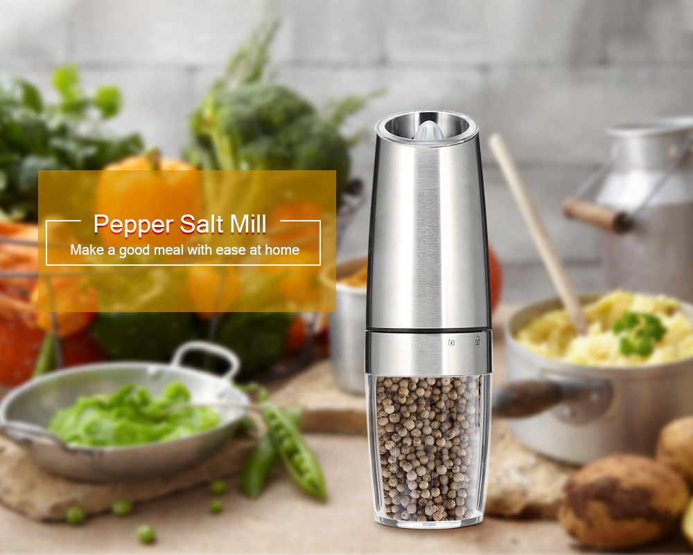 Electric Pepper Mill Portable Salt Grinder Battery Acrylic Stainless Steel