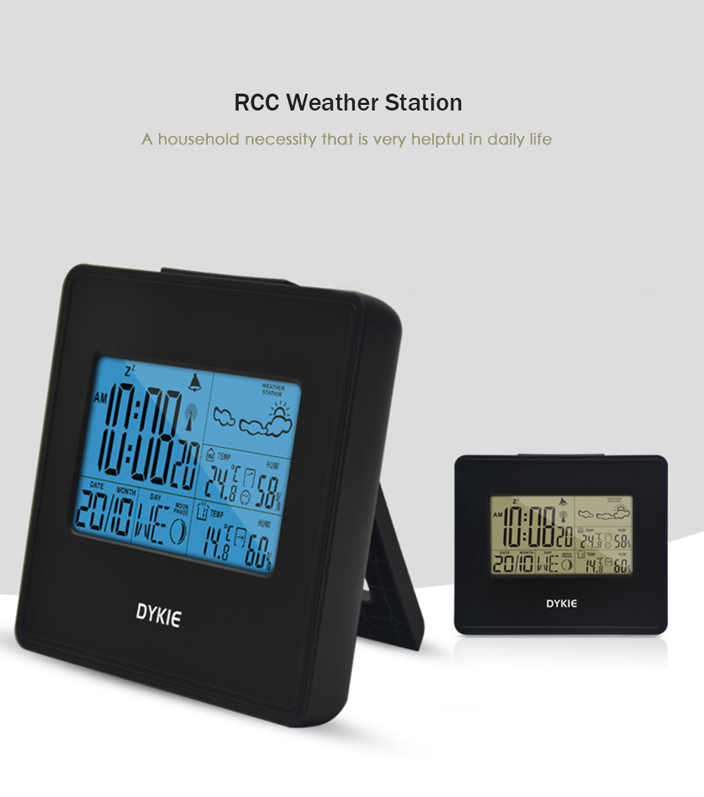 DYKIE Wireless Weather Station Temperature Humidity Meter Alarm Clock