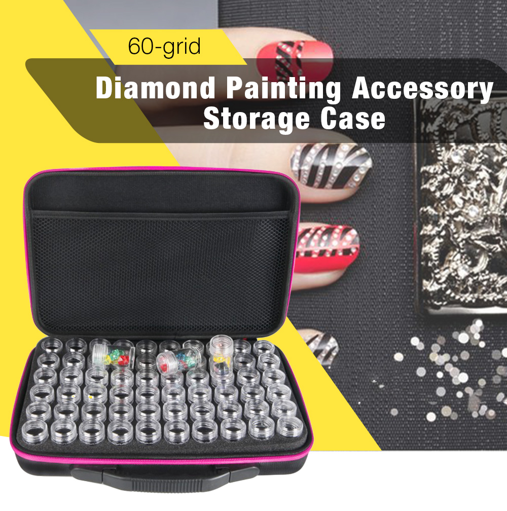 60-grid Diamond Painting Accessory Storage Case with 60 Plastic Bottles