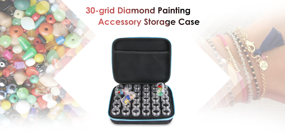 30-grid Diamond Painting Accessory Storage Case with 30 Plastic Bottles