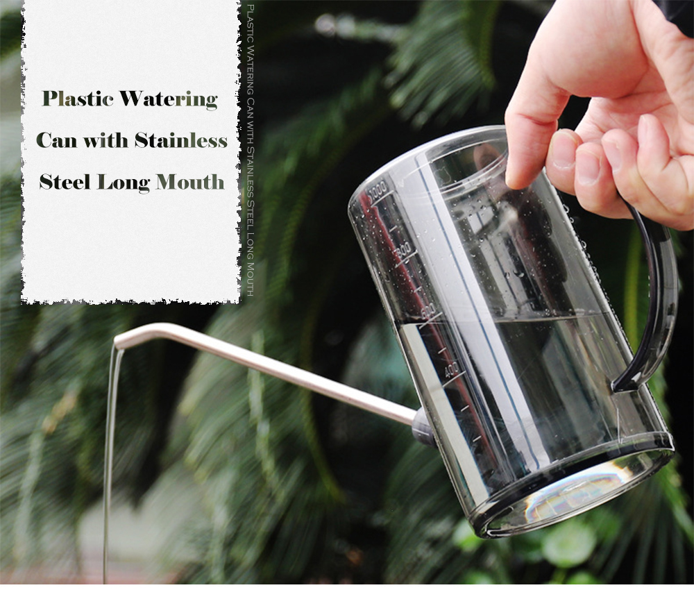 Plastic Watering Can with Stainless Steel Long Mouth