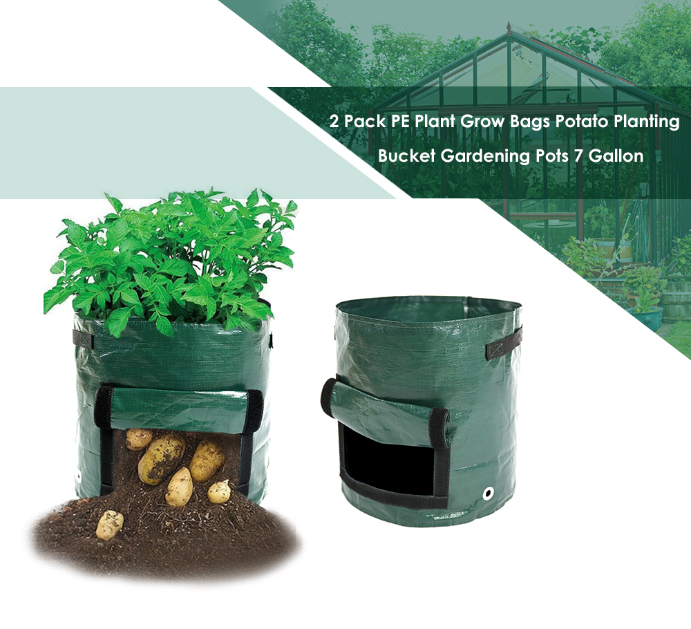 2 Pack PE Plant Grow Bags Potato Planting Bucket Gardening Pots 7 Gallon