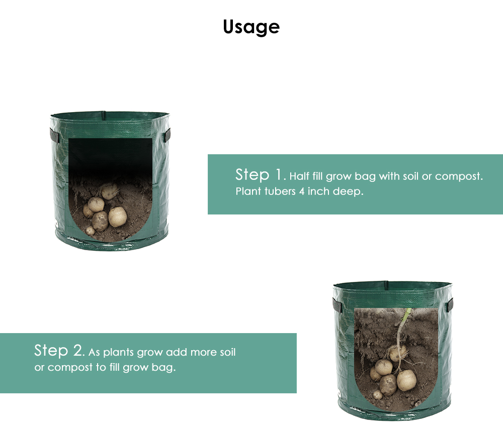 2 Pack PE Plant Grow Bags Potato Planting Bucket Gardening Pots 7 Gallon