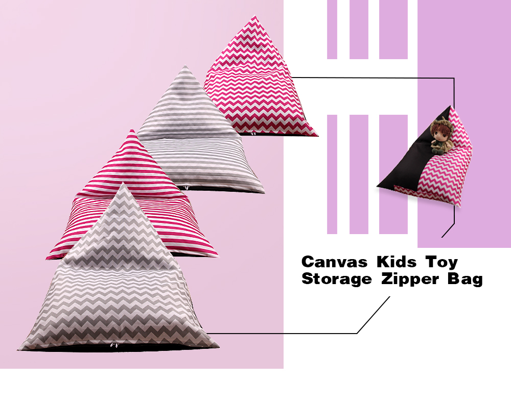 Canvas Kids Zipper Toy Storage Bag Comfortable Chair
