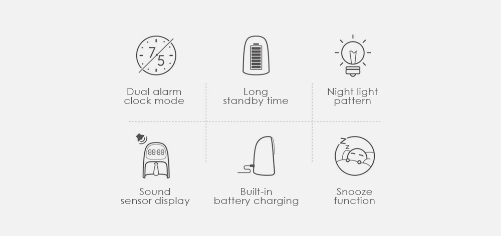 Multifunctional Smart Electronic Alarm Lamp Dual Clock Mode