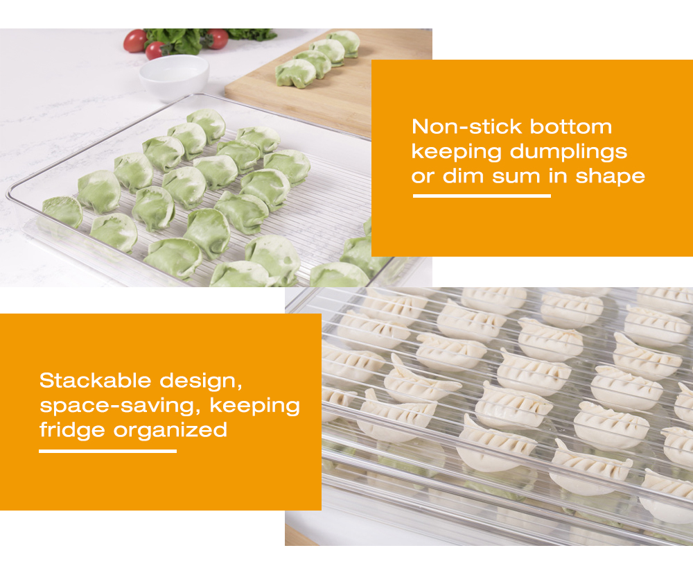 Refrigerator Storage Box Lid Handle Crisper for Dim Sum Dumplings Steamed Buns