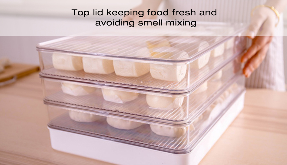Refrigerator Storage Box Lid Handle Crisper for Dim Sum Dumplings Steamed Buns