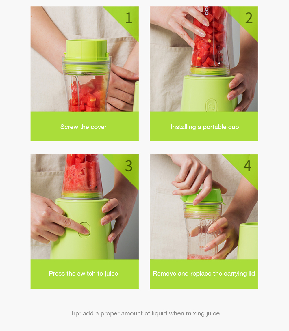 QCOOKER 4-leaf Blade Electric Juicer Fruit Vegetable Juice Mixer