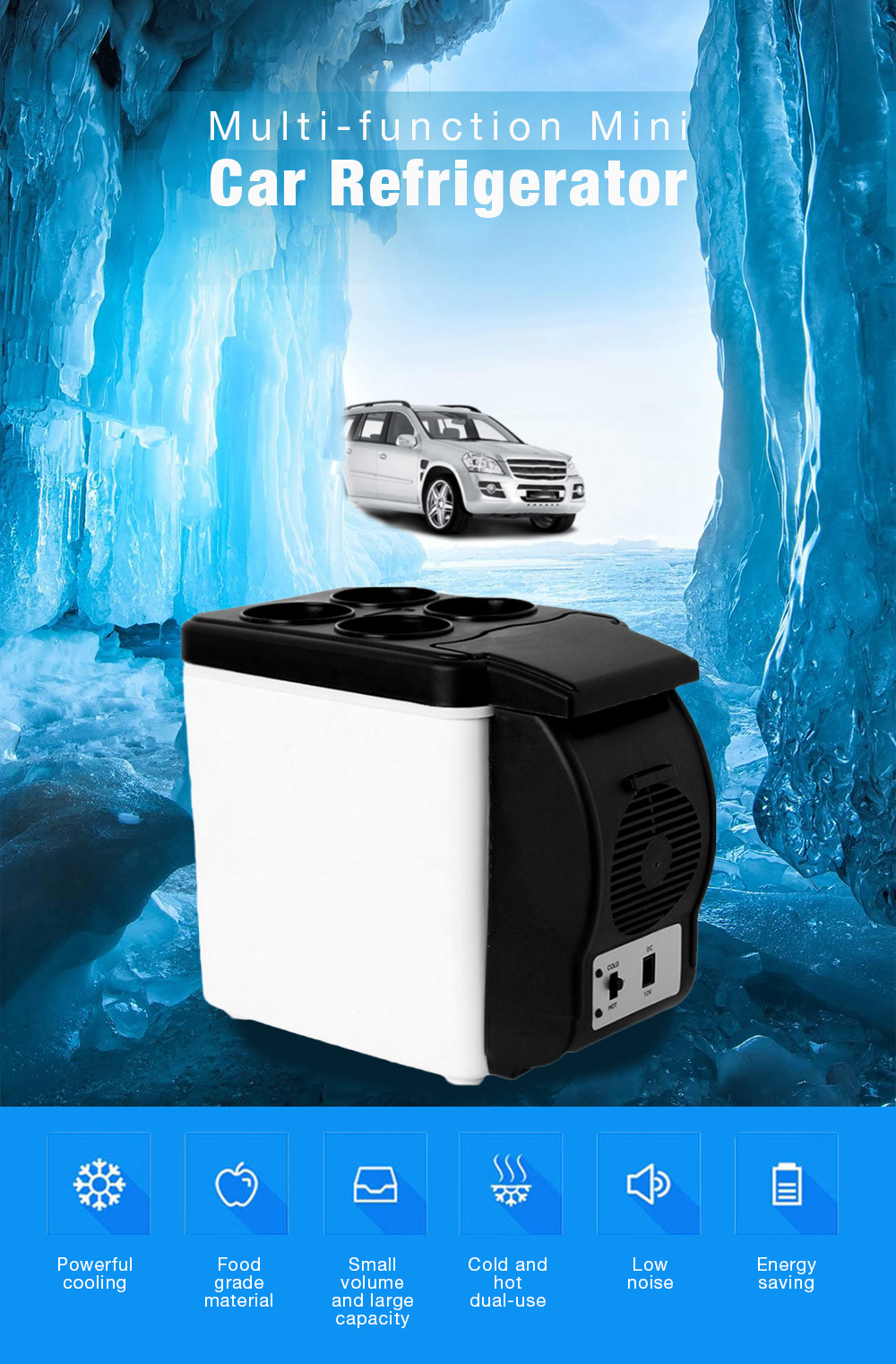 Mini Car Refrigerator Multi-function Travel Fridge Home Cooler Warmer