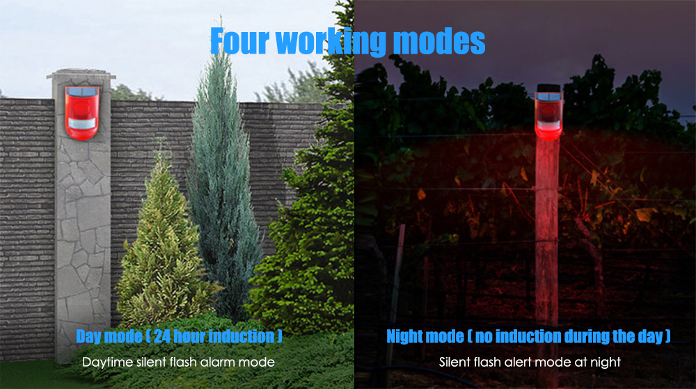 N911 Big Decibel 4 Modes Solar Warning Light Suitable for Farm / Factory Warehouses / Home Security