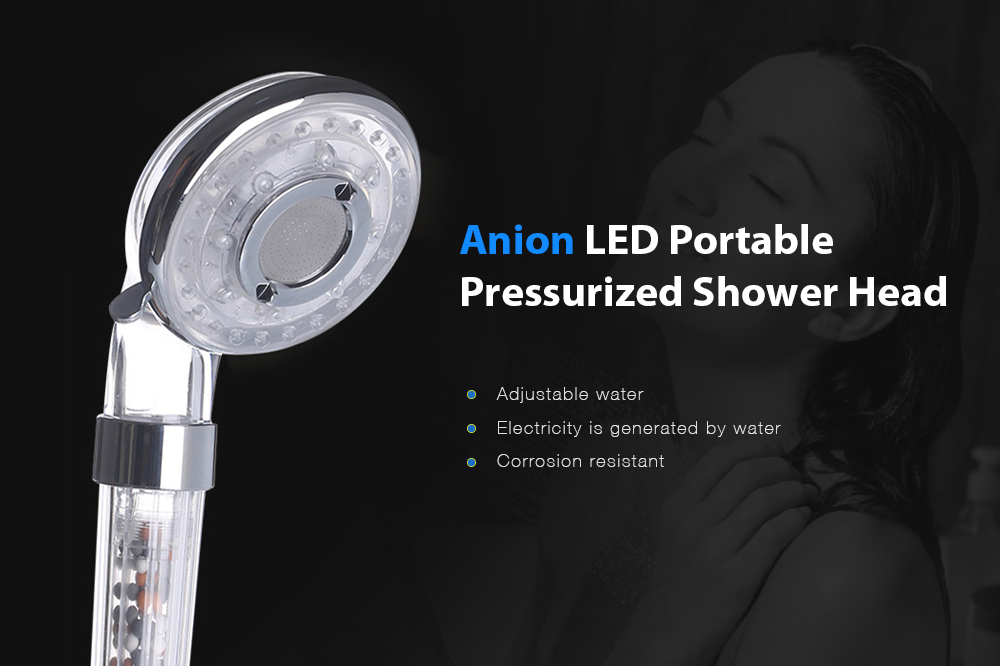Anion LED Portable Pressurized Shower Head