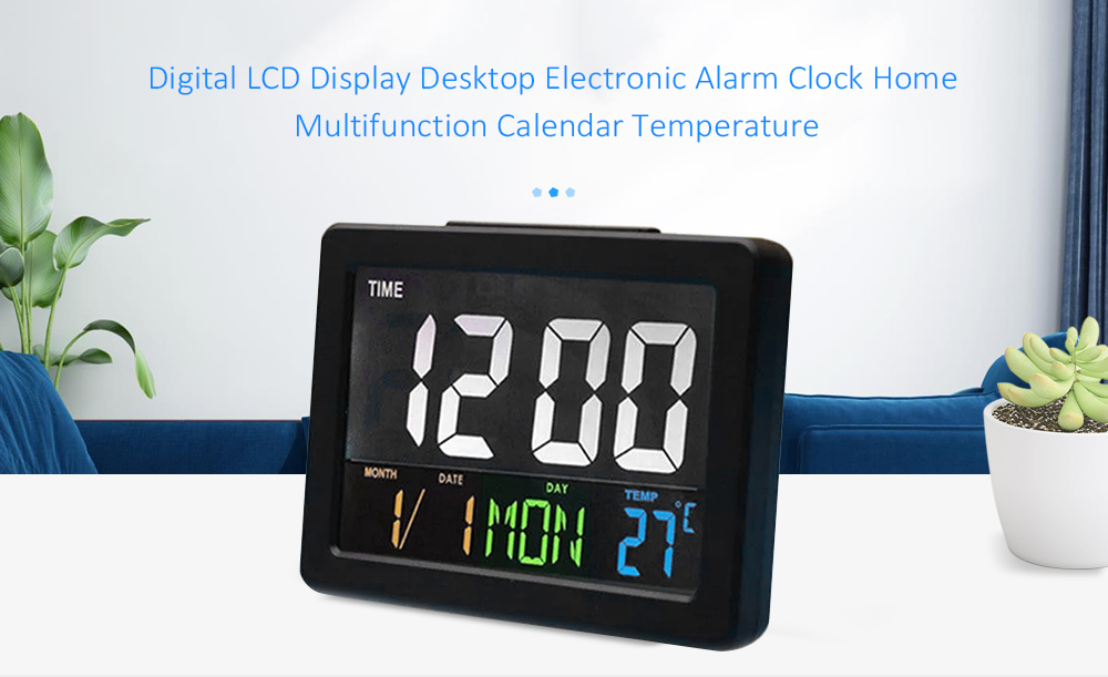Color Large Screen LCD Electronic Clock Clock with Temperature Alarm