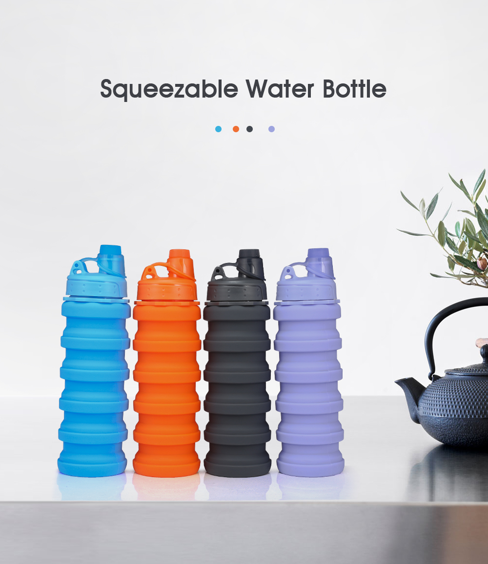 Bakers Able 500ml Silicone Folding Water Bottle for Outdoor Sports Camping Hiking Bicycle