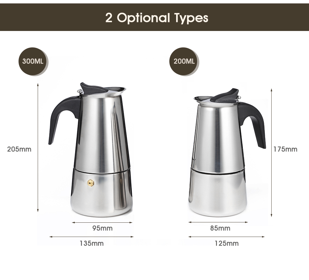 Portable Stainless Steel Coffee Pot for Moka Espresso