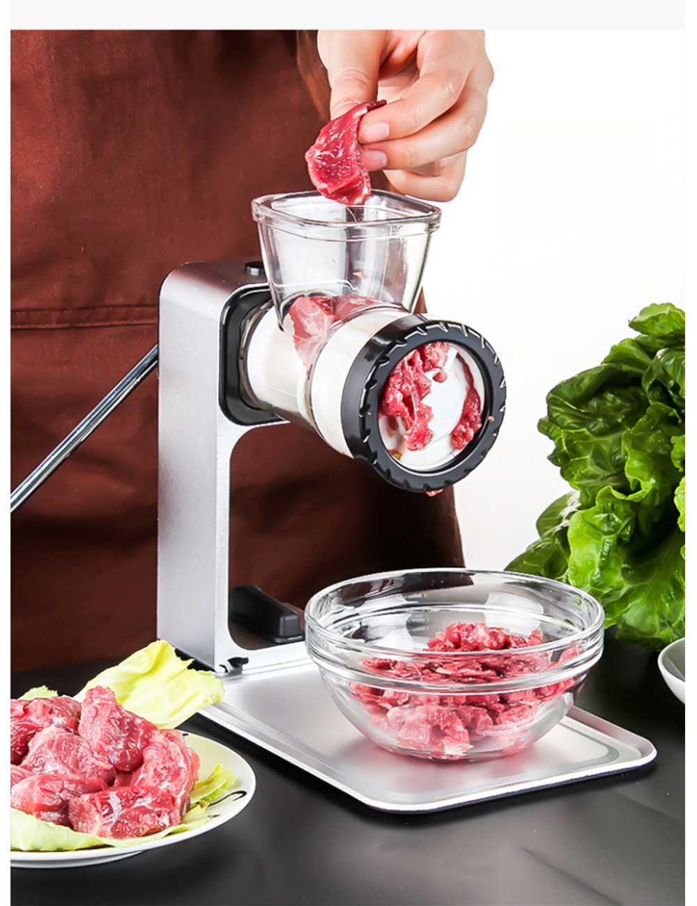 Household Manual Meat Grinder Mixer Chopper with Thawing Plate