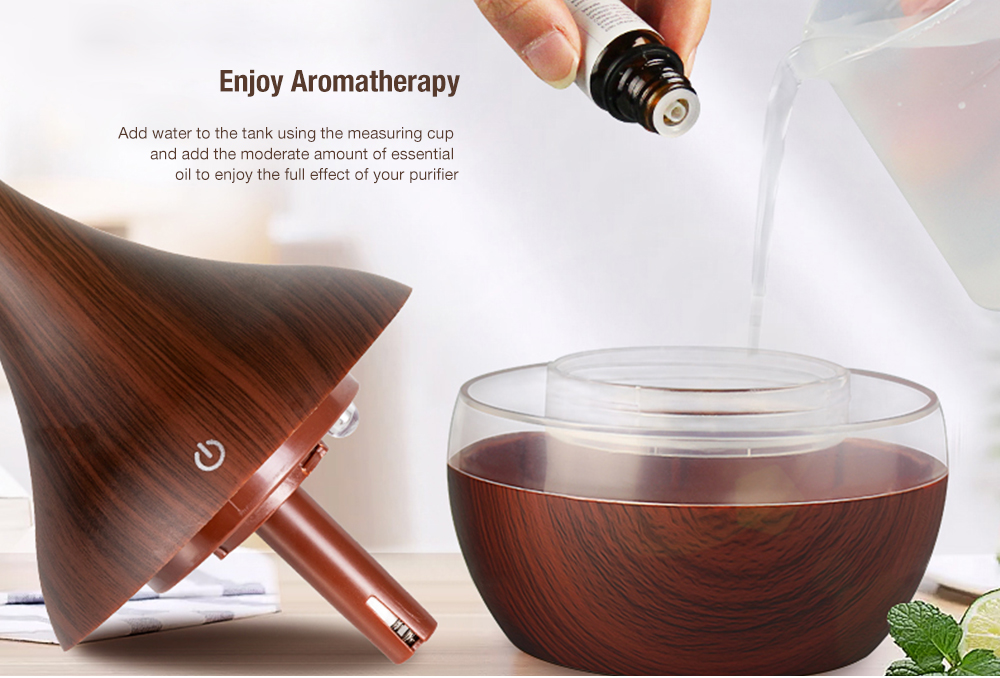 JRS - 041 300ml USB Mini Colorful Aromatherapy Lamp Wood Grain Humidifier for Dormitory Office Household