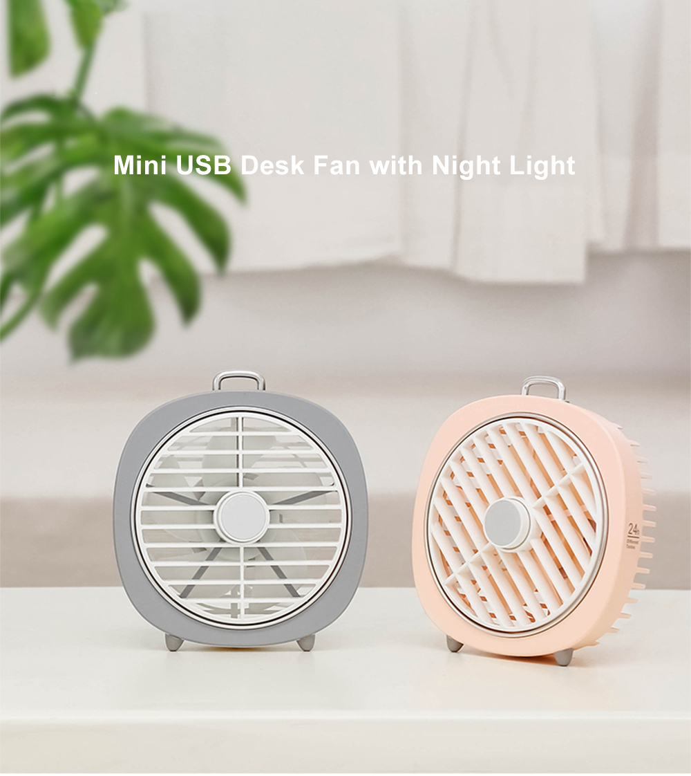 Mini USB Desk Fan with Night Light