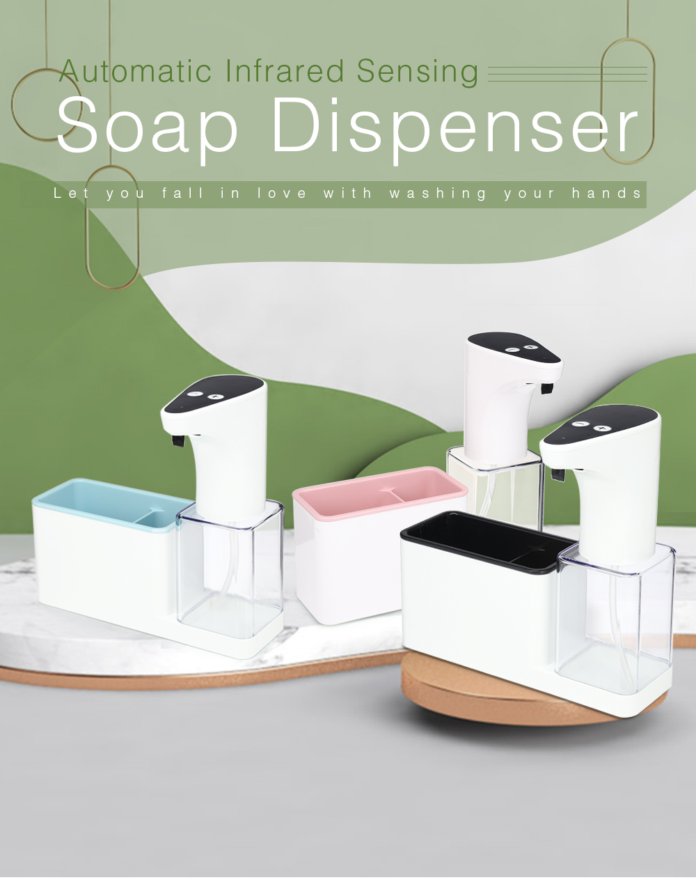 450ml Infrared Sensing Automatic Soap Dispenser with Storage Function