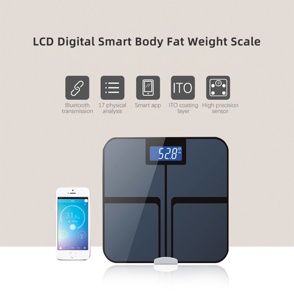 LCD Smart Body Fat Weight Scale with App Control