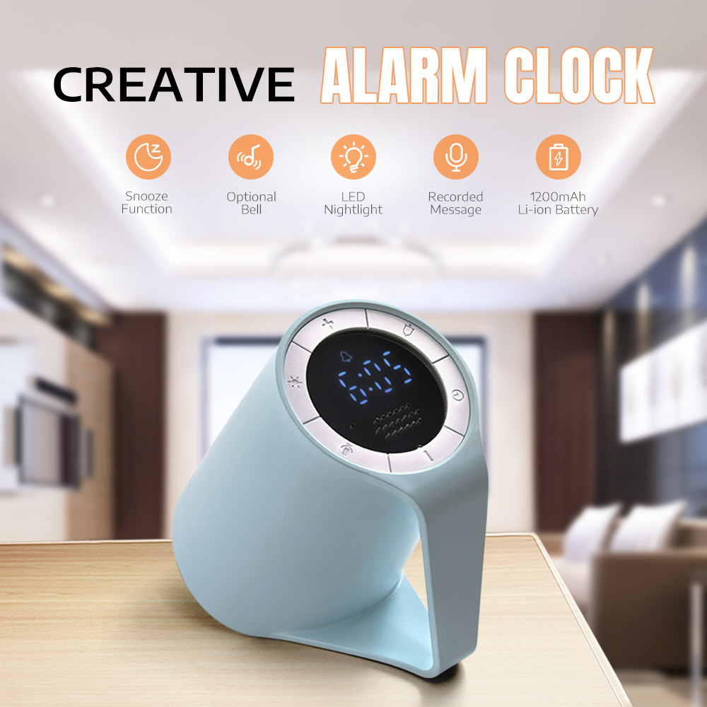 Creative Alarm Clock 1200mAh Rechargeable Battery Recorded Message Function Adjustable LED Light