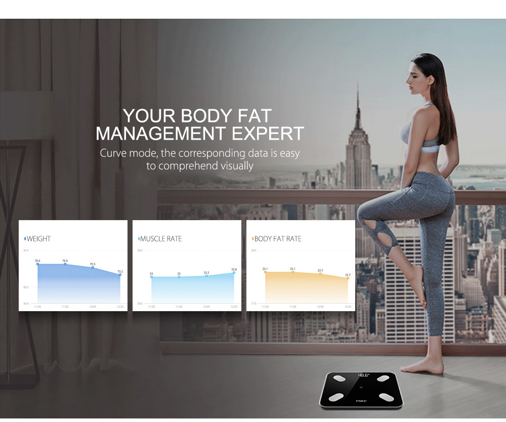 LCD Digital Smart Body Fat Weight Scale with App Control