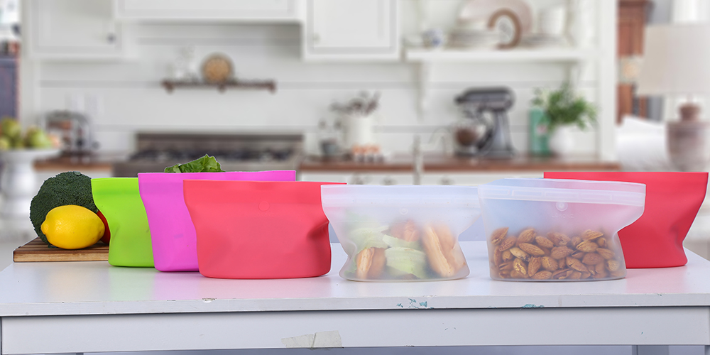 Reusable Containers Stand Up and Stay Open Zip Bag